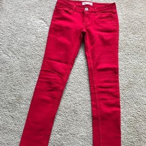 Red skinny stretch jeans size 5